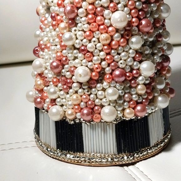 MacKenzie-ChildsSilver Lining Beaded Small Tabletop Christmas Tree rare - Picture 2 of 7